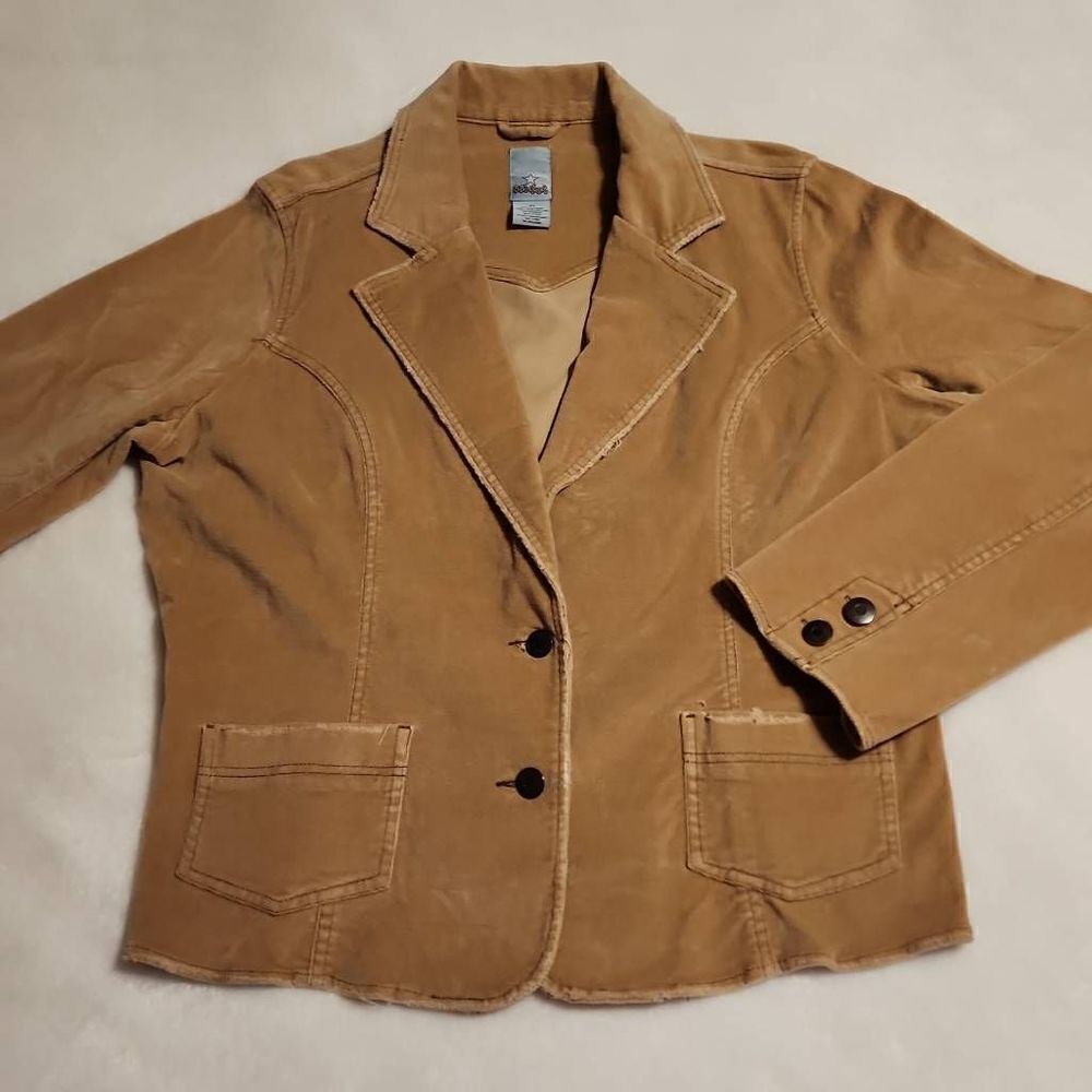 BB's Closet Women's Biege Corduroy Distressed Blazer in Size 2X